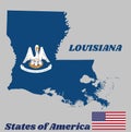 Map outline and flag of Louisiana, the states of America and USA flag Royalty Free Stock Photo