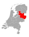 Map of Overijssel in Netherlands