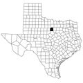 Map of palo Pinto County in Texas state on white background. single County map highlighted by black colour on Texas map. UNITED