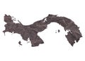 map of Panama on old dark crumpled grunge paper