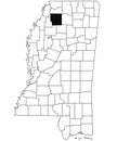 Map of panola County in Mississippi state on white background. single County map highlighted by black colour on Mississippi map.