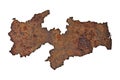 Map of Paraiba on rusty metal