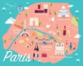 Map Of Paris Attractions Vector And Illustration. Royalty Free Stock Photo