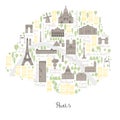 Map of Paris. Vector sketch illustration