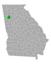 Map of Paulding in Georgia