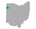 Map of Paulding in Ohio