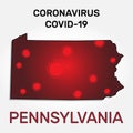 Map of Pennsylvania state and coronavirus infection.