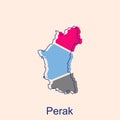 Map of Perak colorful modern vector design template