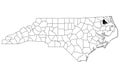 Map of perquimans County in North Carolina state on white background. single County map highlighted by black color on North Royalty Free Stock Photo