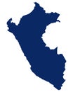 Map of Peru in blue colour