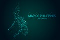 Map of Philippines - With glowing point and lines scales on the dark gradient background, 3D mesh polygonal network connections