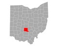 Map of Pickaway in Ohio Royalty Free Stock Photo
