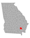 Map of Pierce in Georgia