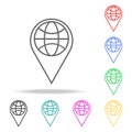 Map pin colored icons. Element of sewing multi colored icon for mobile concept and web apps. Thin line icon for website design and