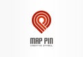 Map pin creative navigation symbol concept. Finish gps location marker abstract business transport logo. Travel