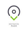 Map pin destination icon. GPS place sign flat vector marker. GPS destination pin sign