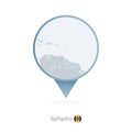 Map pin with detailed map of Barbados and neighboring countries