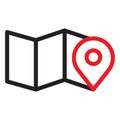 Map with pin, geo locate, pointer icon. maps and navigation vector illustration