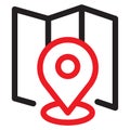 Map with pin, geo locate, pointer icon. maps and navigation vector illustration