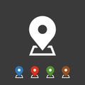 Map pin and geolocation mapping icon. color set.