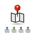 Map pin and geolocation mapping icon. color set.