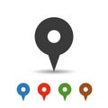 Map pin and geolocation mapping icon. color set.