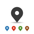 Map pin and geolocation mapping icon. color set.