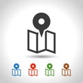 Map pin and geolocation mapping icon. color set.