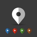 Map pin and geolocation mapping icon. color set.