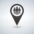 Map pin icon with group people. Royalty Free Stock Photo