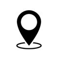 Map pin. Icon of place position. Location symbol. GPS icon with circle of place isolated on white background. Black map pin. Gps Royalty Free Stock Photo