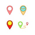 Map pin icon set, cartoon style Royalty Free Stock Photo