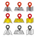 Map pin icons set, vector isolated on white background. Eps 10 Royalty Free Stock Photo