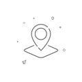 Map pin, location simple vector line icon. Symbol, pictogram, sign isolated on white background. Editable stroke Royalty Free Stock Photo