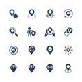 Map pin and navigation icon set Royalty Free Stock Photo