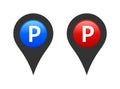 Map pin pointer with parking sign icon