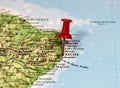 Map with pin point of Recife