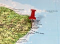 Map with pin point of Recife Royalty Free Stock Photo