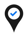 Tick location map pin marker pointer icon Royalty Free Stock Photo