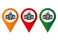 Map pin for school location. Vector illustration