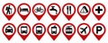 Map pin set. Location point pin set. GPS tap location symbols for apps and websites