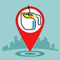 Map pin sign location icon .Coffee or cup of tea