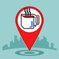 Map pin sign location icon .Coffee or cup of tea