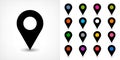 Map pin sign location icon with drop shadow Royalty Free Stock Photo