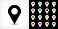 Black map pin sign location icon with drop shadow Royalty Free Stock Photo