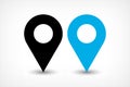 Blue map pins sign icon in flat style Royalty Free Stock Photo