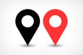 Red map pins sign icon in flat style Royalty Free Stock Photo