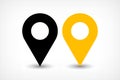 Yellow map pins sign icon in flat style Royalty Free Stock Photo