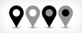 Gray flat map pin sign location icon with shadow Royalty Free Stock Photo