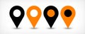 Orange flat map pin sign location icon with shadow Royalty Free Stock Photo